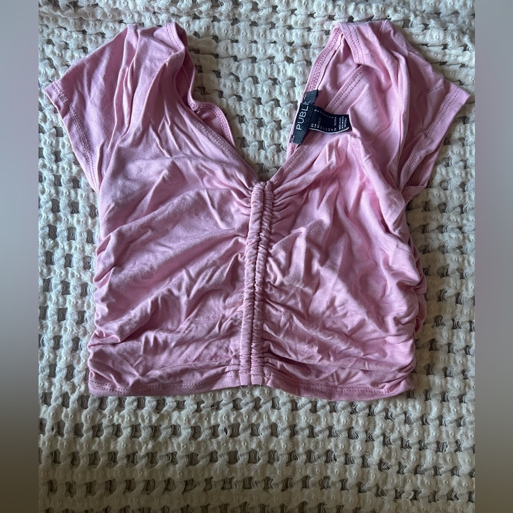 Public Pink Ruched Crop Top